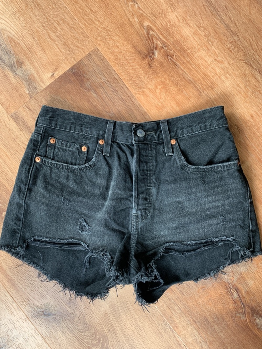 Levi's Black Distressed Women's Jean Shorts